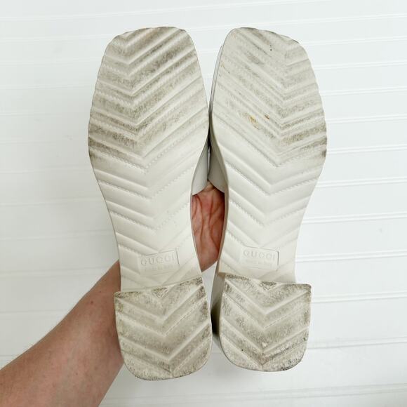 Gucci Rubber Logo Sandals Plastique White PVC Glossy Mule Platform Slide 41 - Picture 10 of 13